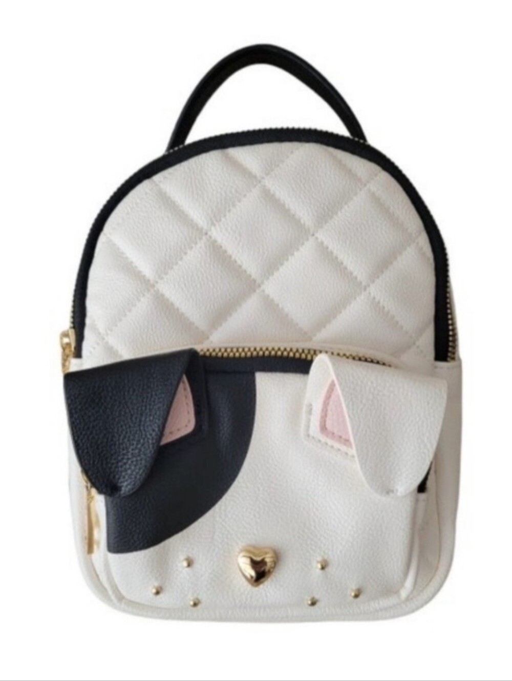 Betsey Johnson Quilted Pug Dog Mini Backpack White Black NWOT Pristine Flawless